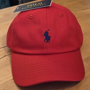 Red W/ Navy Horse Polo Hat
